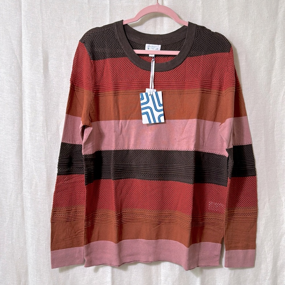 Market & Spruce *NWT* Mesh Striped Sweater